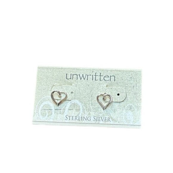 Sterling Silver Open Heart Stud Earrings By Unwritten - Picture 2 of 8